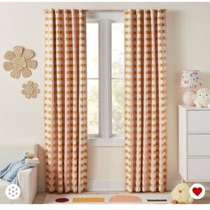 Pillowfort Orange and White Checkered Curtains (Set of 3)